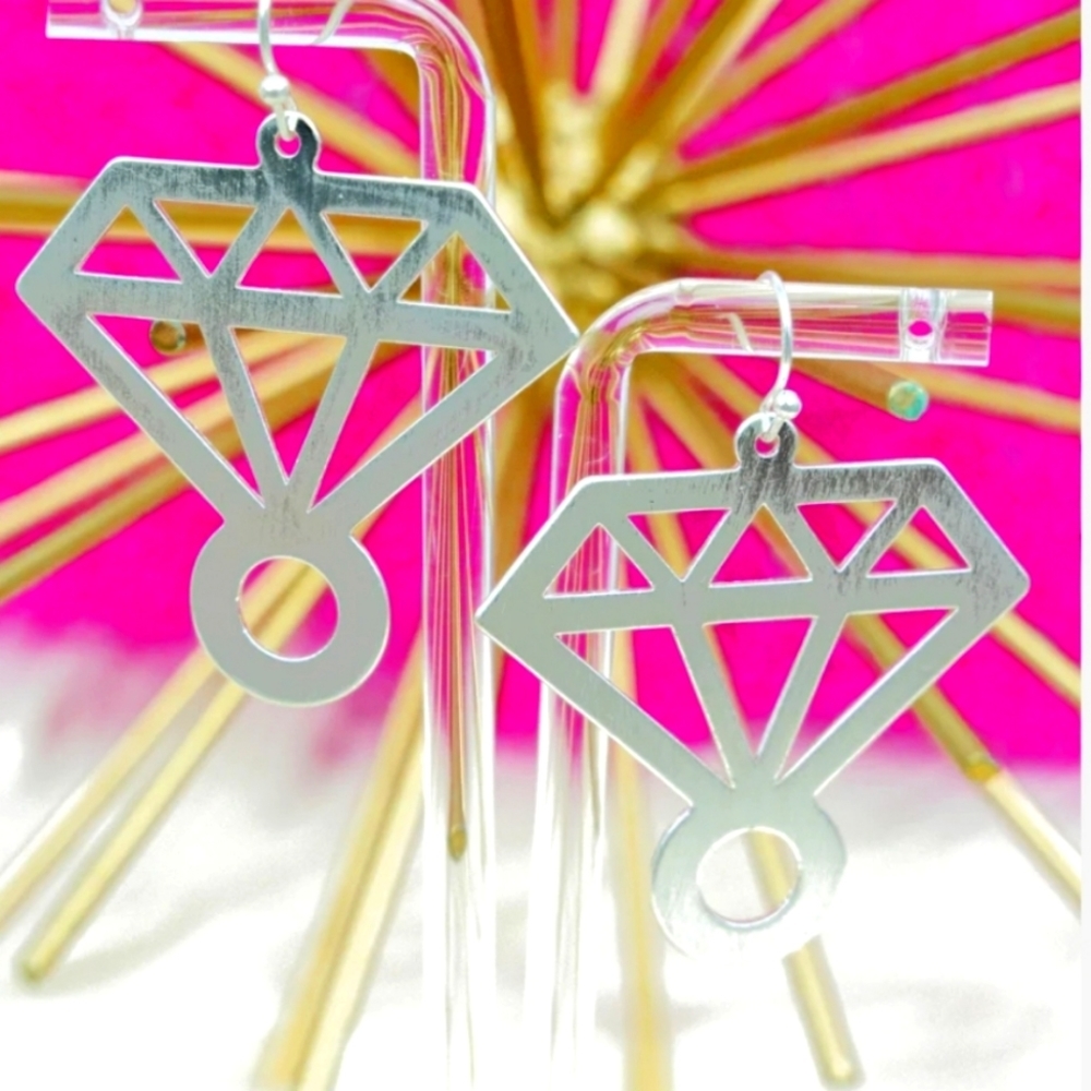 Sliver Dimond bling earrings